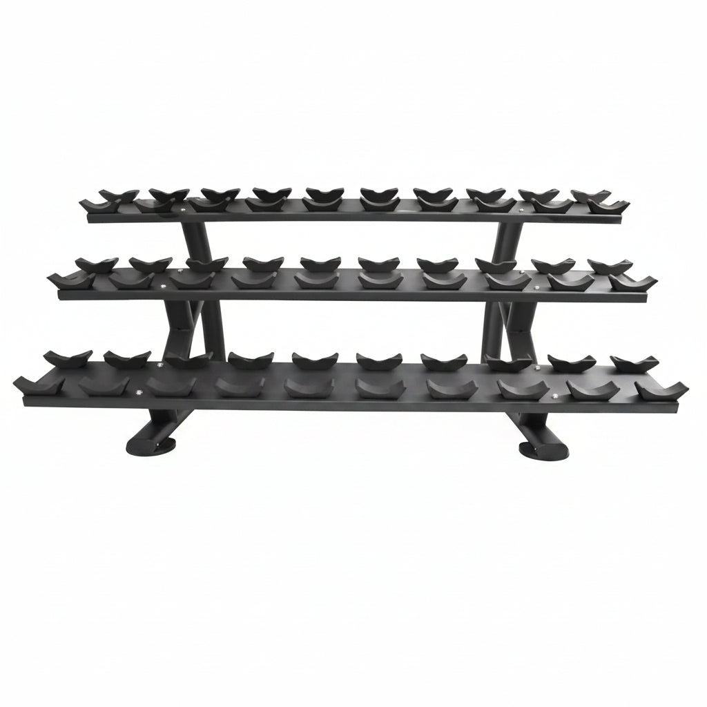 TKO 7052B-BK 3 Tier Dumbbell Rack with Saddles inside Gym
