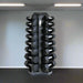 TKO S826-TXRM8 5-30lb Rubber Hex  Tri-Grip Handle Dumbbells with 8 Pair Rack inside Gym