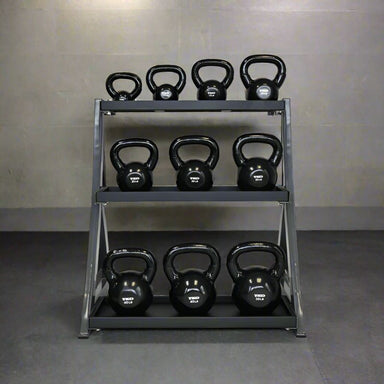 S856-KBV5-50 TKO  5-50lb Vinyl Kettlebell Set with 3 Tier Rack Main