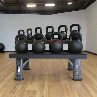 S859-PKB4-36 TKO  4kg-36kg Cast Kettlebell Set with 2 Tier Rack inside Gym