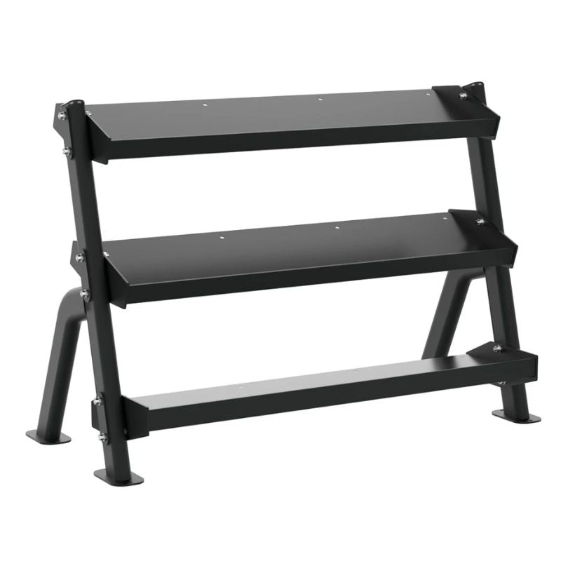 TKO Strength 3-Tier Adjustable Tray Rack Left Side Angled View