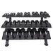 TKO Strength 3-Tier Horizontal Dumbbell Rack - 890HDR-BK With Set of Dumbbells