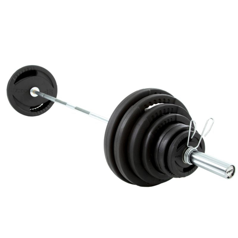 TKO Strength 300Lb Olympic Rubber Plate set w_1,000lb Bar & Collars - 803OR-300K Gallery 4