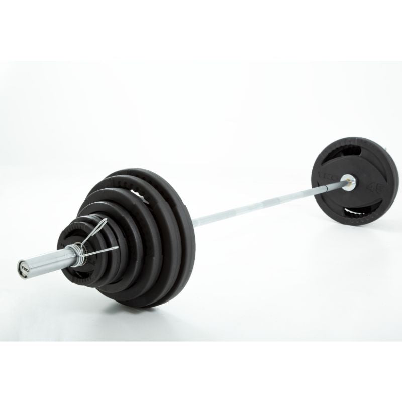 TKO Strength 300Lb Olympic Rubber Plate set w_ 500lb Bar & Collars