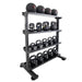 TKO Strength 4 Tier Universal Vertical Storage Rack - 895KR-4B Side View with Kettlebells and Med Balls