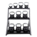TKO Strength 5–50 lb Rubber Kettlebell Set with 3-Tier Rack – S856-KBR5-50 Front View