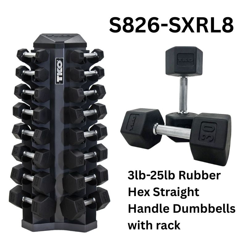 TKO Strength 8 Pair Vertical Dumbbell Rack for Hex Dumbbells -  S826-SXRL8