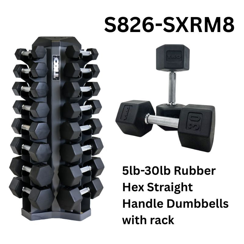 TKO Strength 8 Pair Vertical Dumbbell Rack for Hex Dumbbells -  S826-SXRM8