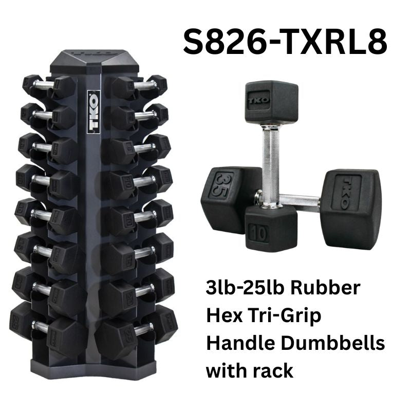 TKO Strength 8 Pair Vertical Dumbbell Rack for Hex Dumbbells -  S826-TXRL8