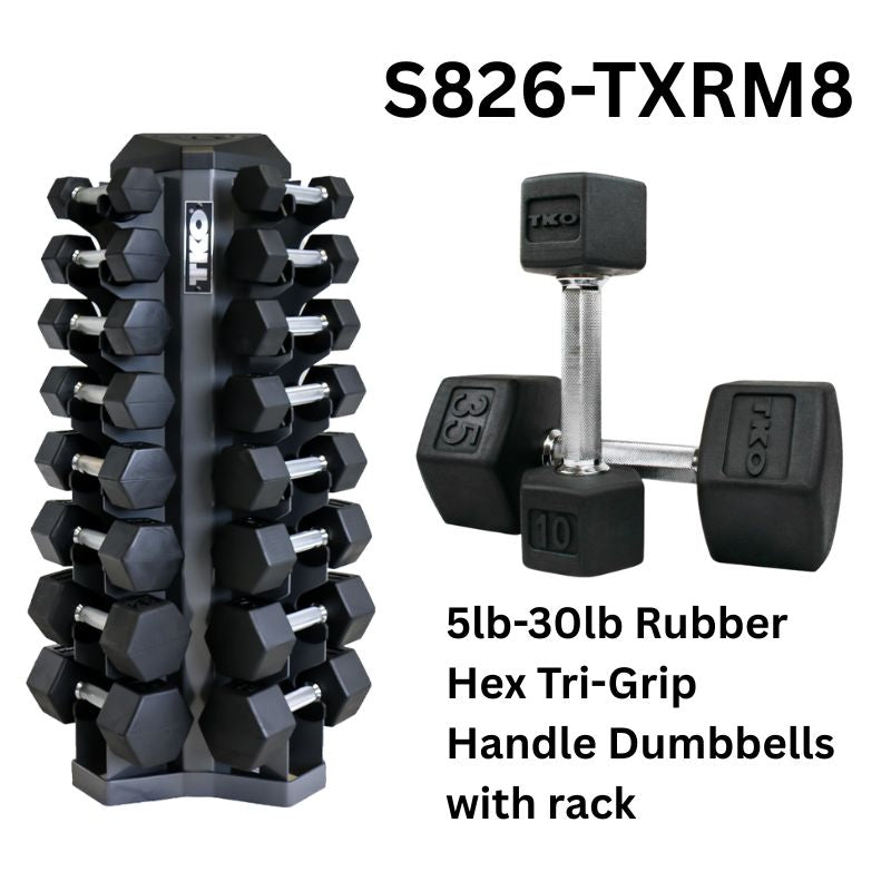 TKO Strength 8 Pair Vertical Dumbbell Rack for Hex Dumbbells -  S826-TXRM8