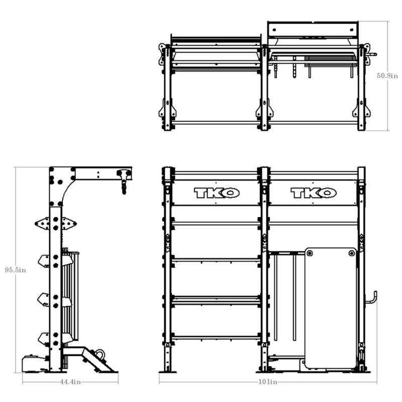 TKO Strength Free Standing Double Suspension Bay - STAMINA Package Dimensions