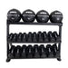 TKO Wall Ball & Straight Handle Rubber Hex Dumbbell Set with 3-Tier Rack - S892-SRWB Front View