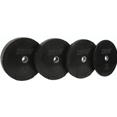 TROY Black Solid Bumper Plate w Steel Insert 230lb Set | BO-SBP