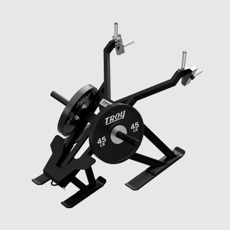 TROY PRO FORCE WEIGHT SLED with 2x black 45 lbs weight plates on a white background
