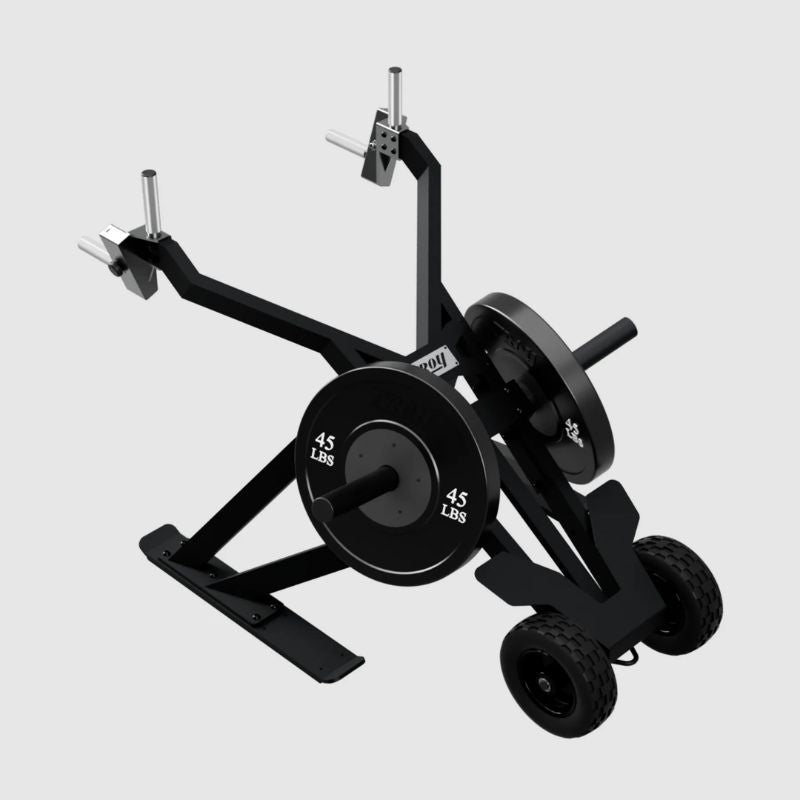 TROY PRO FORCE WEIGHT SLED with wheels and 2x black 45 lbs with weight plates