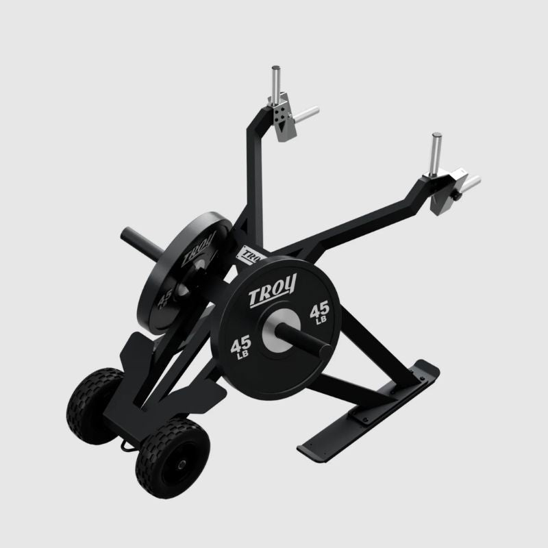 TROY PRO FORCE WEIGHT SLED with wheels with two Black 45 lbs weight plates