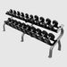 TROY COMMPAC-TSDU50 5-50 lb 12-Sided Urethane Dumbbell Set with Rack on a white background
