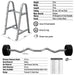 TROY COMMPAC-TZBR110 Rubber Curl Barbell Set with Horizontal Rack Features and Dimensions