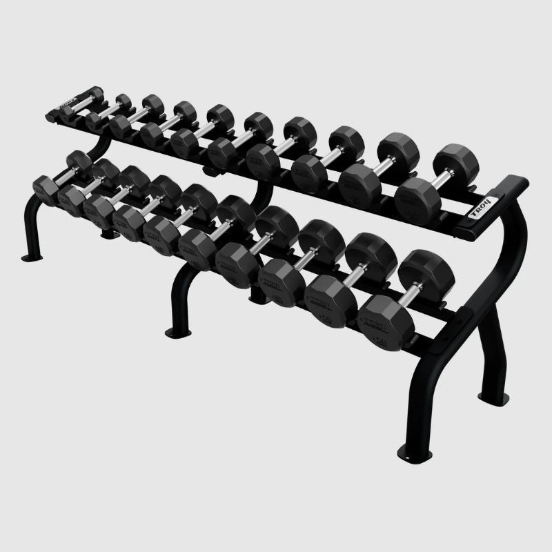 TROY DR-10 10-Pair Dumbbell Saddle Rack Black with Dumbbells