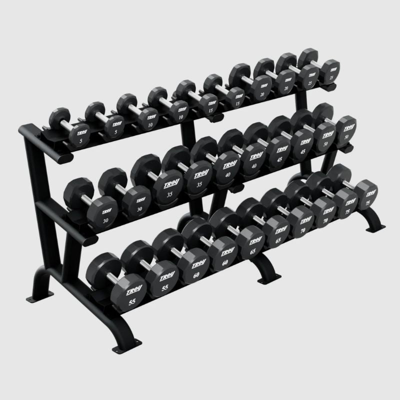 TROY DR-15 3 Tier 15 Pair Dumbbell Saddle Rack Black