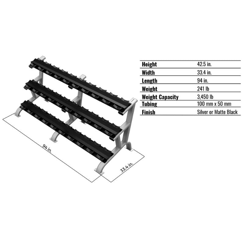 TROY DR-15 3 Tier 15 Pair Dumbbell Saddle Rack Dimensions