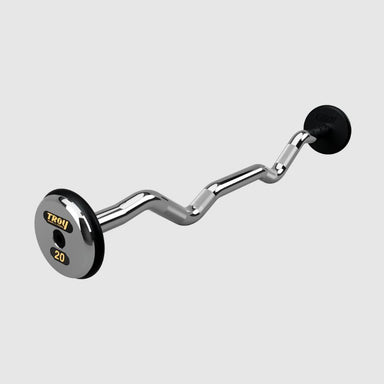 TROY Fixed Barbell Pro Style 20 lb Curl Barbell with Chrome Endcaps - Black _ PZB-C