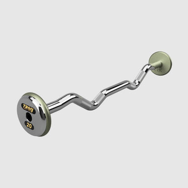 TROY Fixed Barbell Pro Style  20 lb Curl Barbell with Chrome Endcaps - Hammertone _ HZB-C