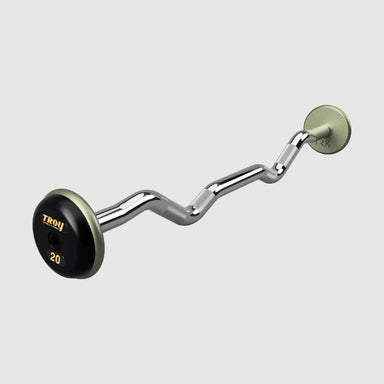 TROY Fixed Barbell Pro Style 20 lb Curl Barbell with Rubber Endcaps - Hammertone _ HZB-R