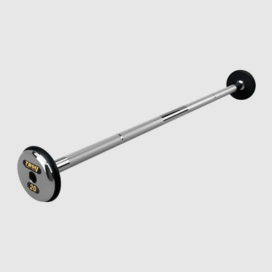 TROY Fixed Barbell Pro Style 20 lb Straight Barbell with Chrome Endcaps - Black _ PFB-C