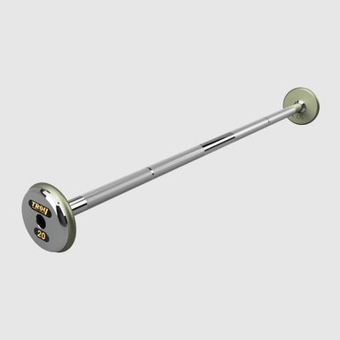 TROY Fixed Barbell Pro Style 20 lb Straight Barbell with Chrome Endcaps - Hammertone _ HFB-C