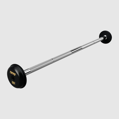 TROY Fixed Barbell Pro Style 20 lb Straight Barbell with Rubber Endcaps - Black _ PFB-R