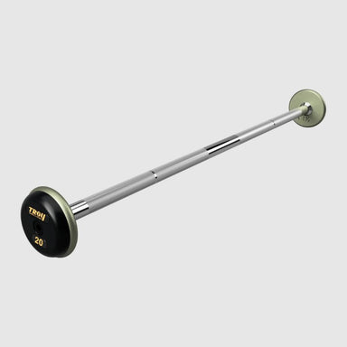TROY Fixed Barbell Pro Style 20 lb Straight Barbell with Rubber Endcaps - Hammertone _ HFB-R