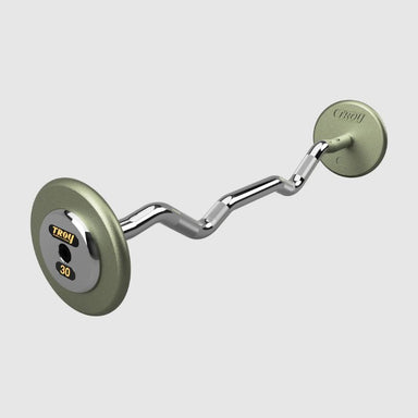 TROY Fixed Barbell Pro Style  30 lb Curl Barbell with Chrome Endcaps - Hammertone _ HZB-C
