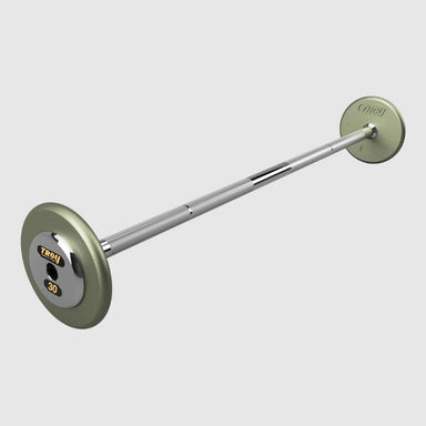 TROY Fixed Barbell Pro Style 30 lb Straight Barbell with Chrome Endcaps - Hammertone _ HFB-C