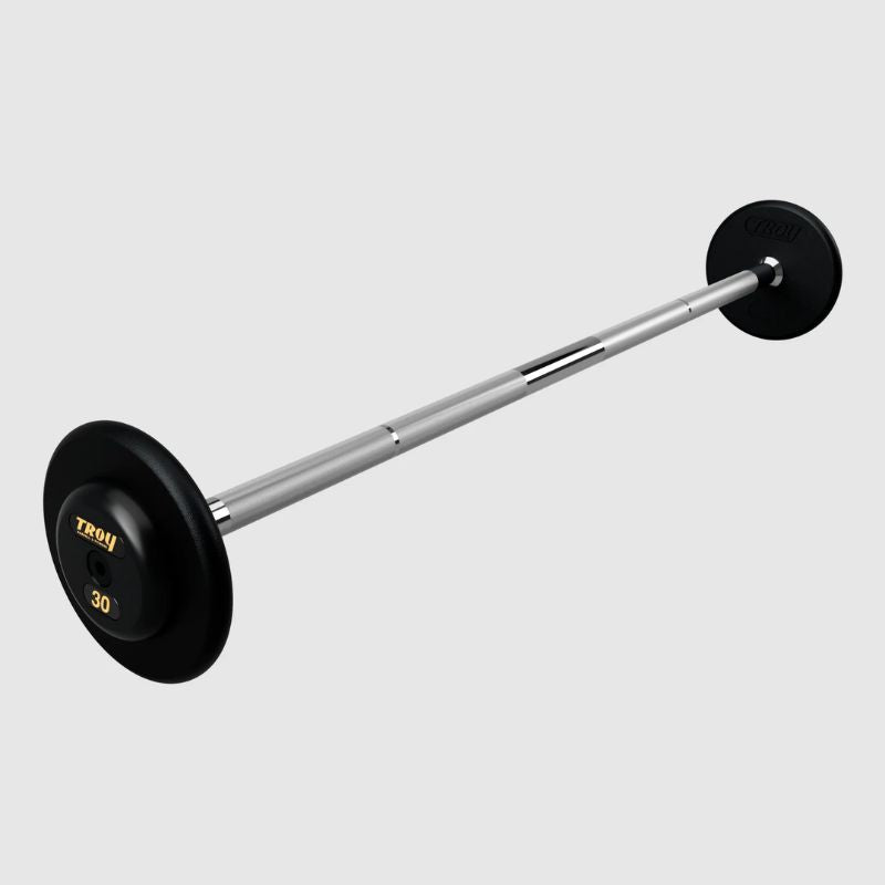 TROY Fixed Barbell Pro Style 30 lb Straight Barbell with Rubber Endcaps - Black _ PFB-R
