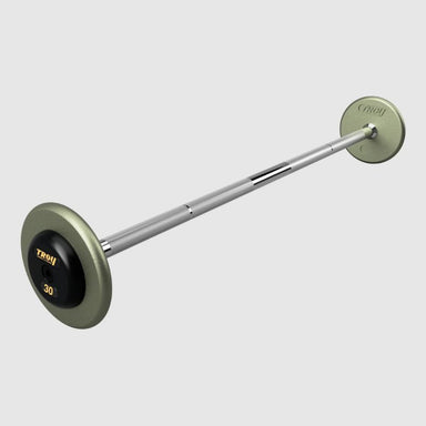 TROY Fixed Barbell Pro Style 30 lb Straight Barbell with Rubber Endcaps - Hammertone _ HFB-R