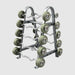 TROY Fixed Barbell Pro Style Curl Barbell with Chrome Endcaps - Hammertone _ HZB-C with Rack