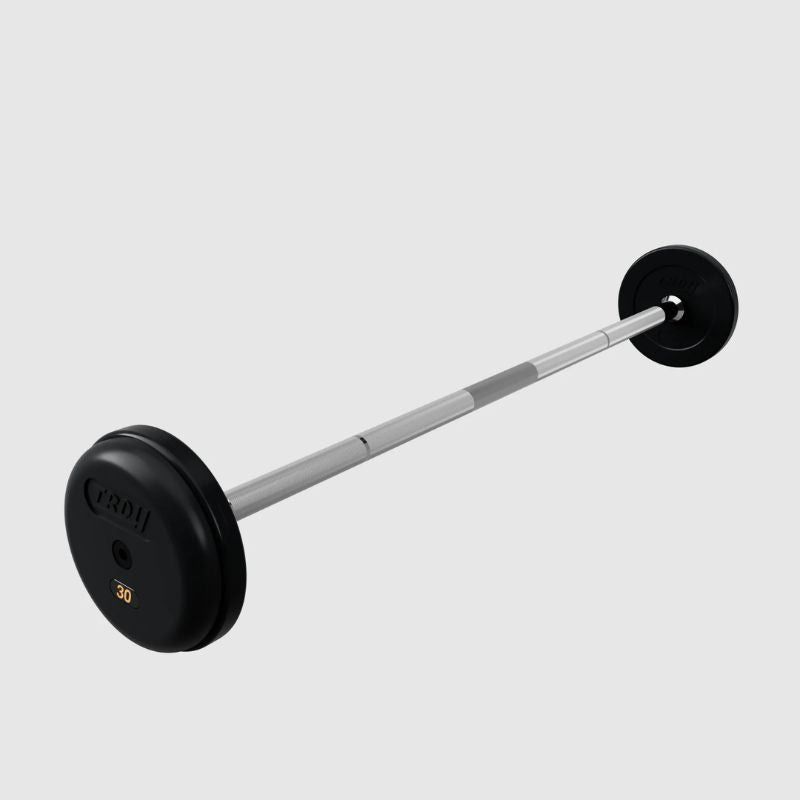 TROY Fixed Barbell Pro Style Rubber Encased 30 lb Straight Barbell - RUFB-R