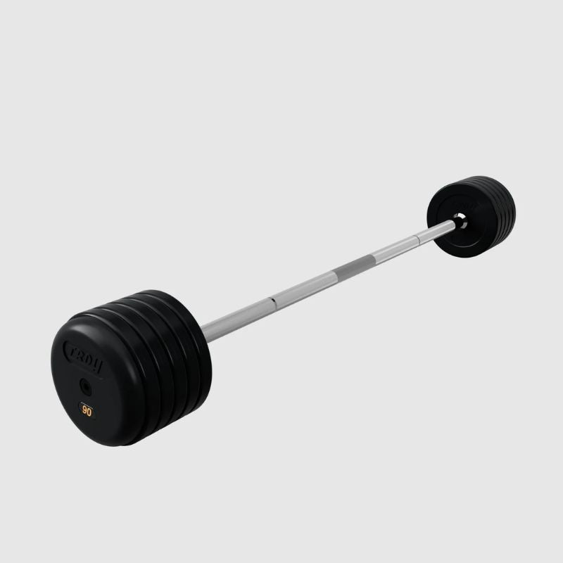 TROY Fixed Barbell Pro Style Rubber Encased 90 lb Straight Barbell - RUFB-R