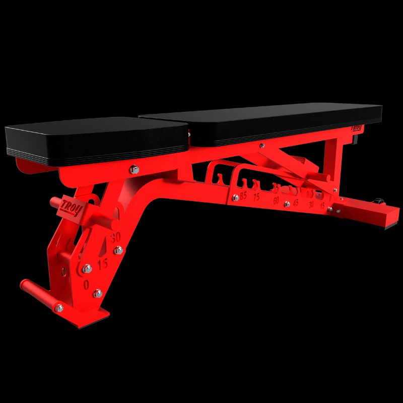 TROY G-AB-L Commercial Adjustable Ladder Bench Red Flat