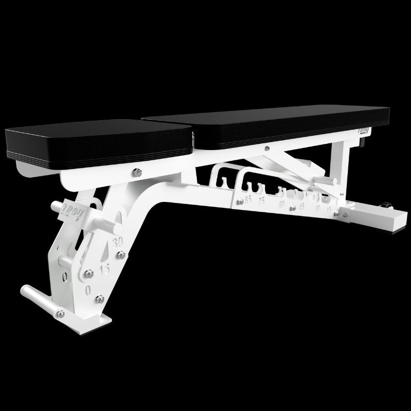 TROY G-AB-L Commercial Adjustable Ladder Bench White Flat