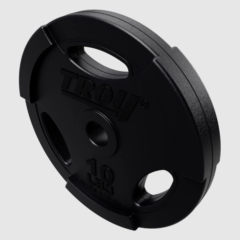 TROY GR-R Quiet Iron Interlocking Black Rubber 1_ Grip Plate Set 10 lb weight plates