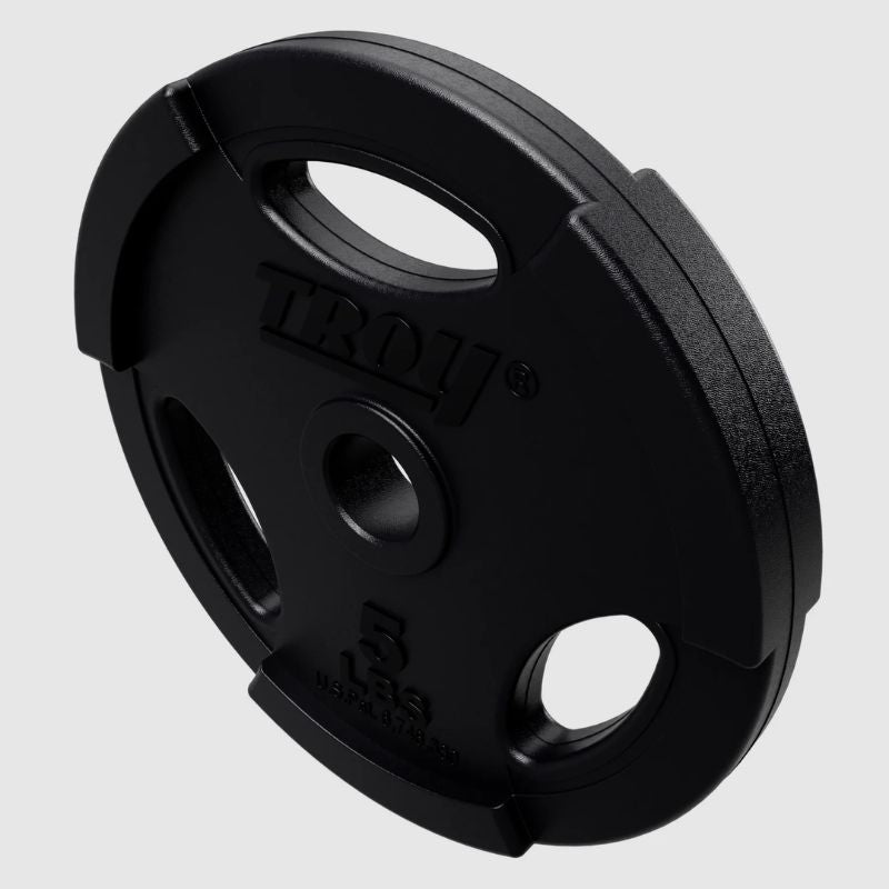 TROY GR-R Quiet Iron Interlocking Black Rubber 1_ Grip Plate Set 5 lb weight plates