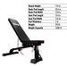 TROY GTBH-FID Commercial Adjustable Bench Features and Dimensions