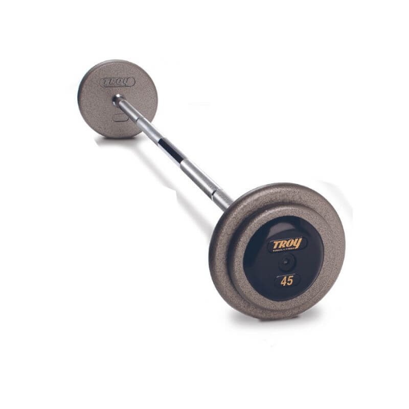 TROY HFB-R Pro Style Straight Barbell Set - Hammer-tone Gray Rubber End Caps 45 lbs