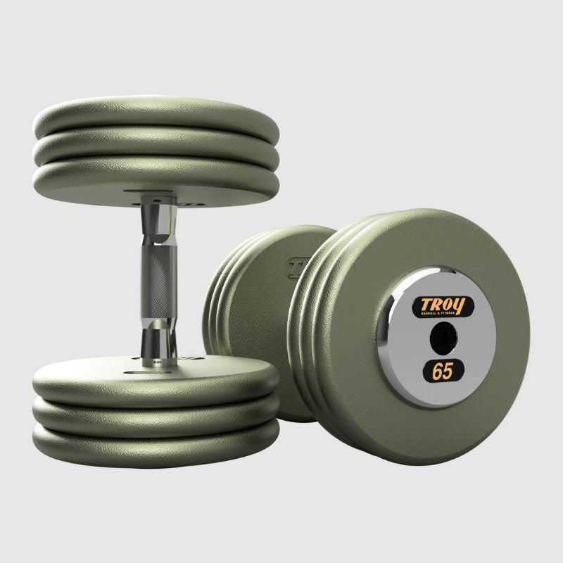 TROY HFDC-C Hammer-tone Pro Style Dumbbell Sets Chrome End Caps 65 lb dumbbells