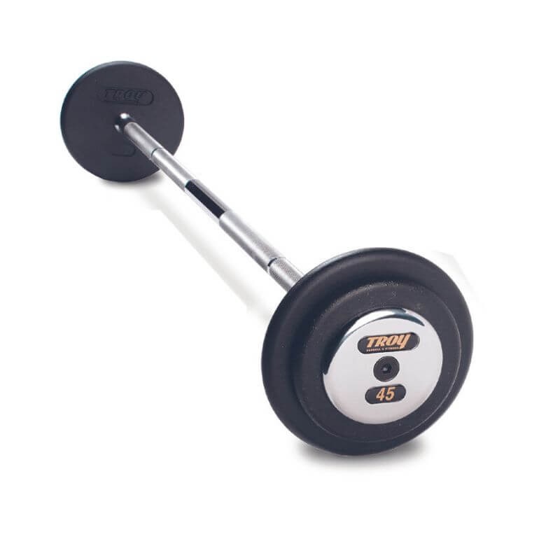 TROY PFB-C Pro Style Straight Barbell Black Plates Chrome End Caps