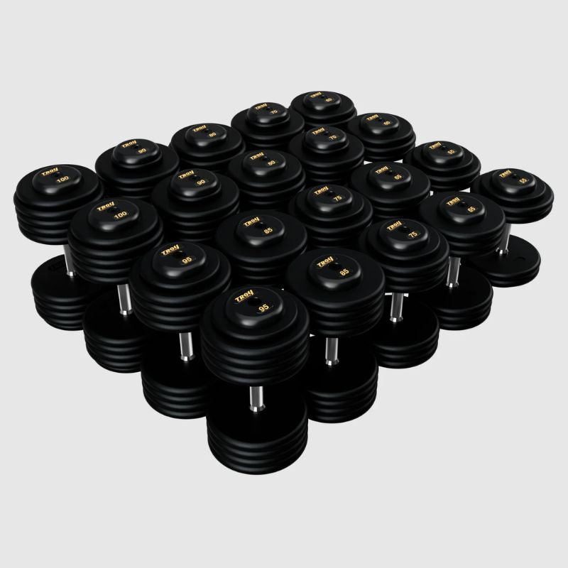 TROY PFD-R Pro-Style Dumbbells Sets with Rubber Ends 55 lb to 100 lb dumbbells set