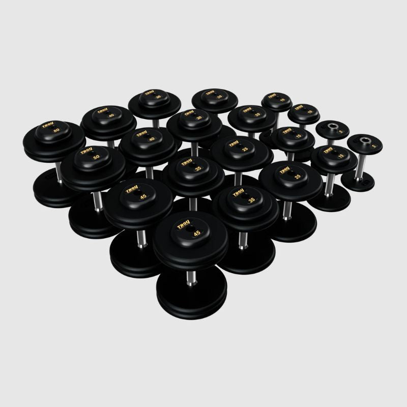 TROY PFD-R Pro-Style Dumbbells Sets with Rubber Ends 5 lb to 50 lb dumbbells set