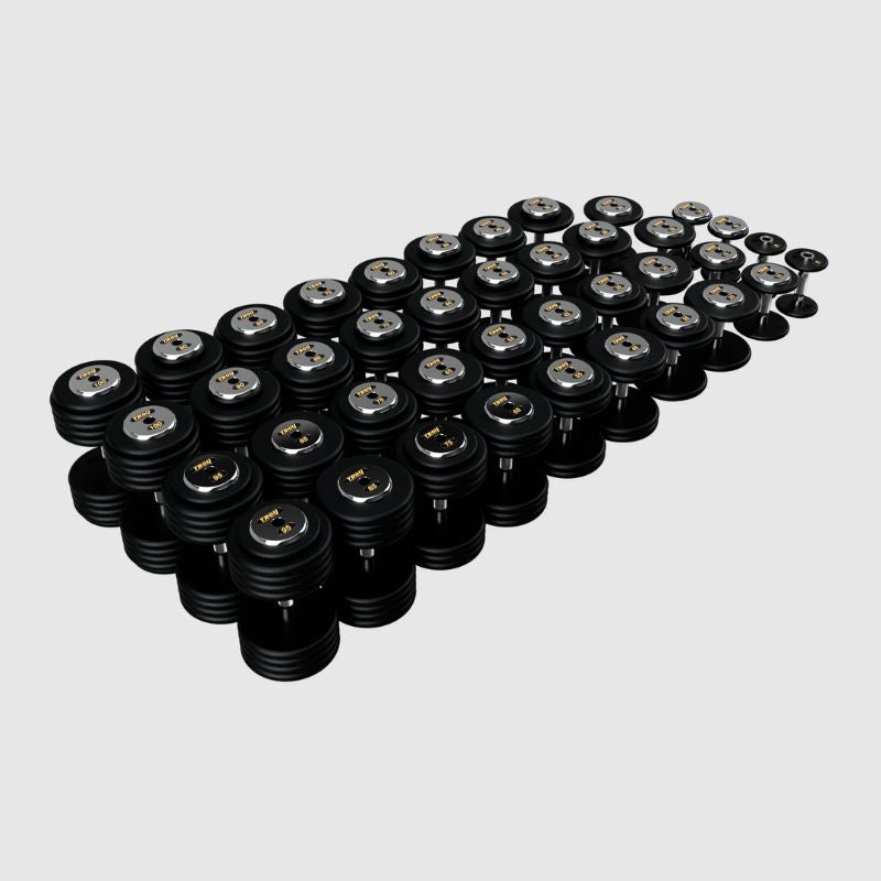 TROY PFDC-C Black Pro-Style Dumbbell Set Chrome Endcaps 5 lb to 100 lb dumbbells set